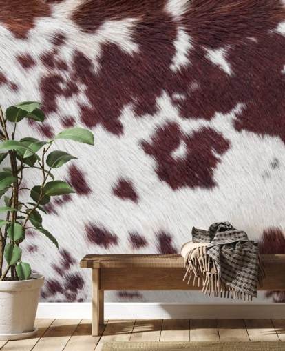 Gespikkelde bruine en witte bontprint muurschildering 