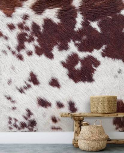 Gespikkelde bruine en witte bontprint muurschildering 