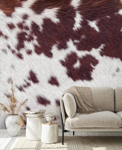 Gespikkelde bruine en witte bontprint muurschildering 
