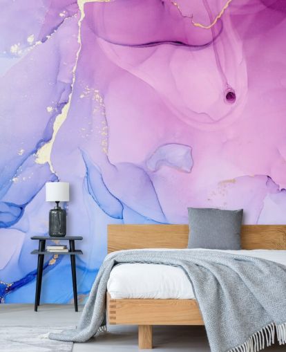 Purple and Blue Swirls Watercolour Wallpaper