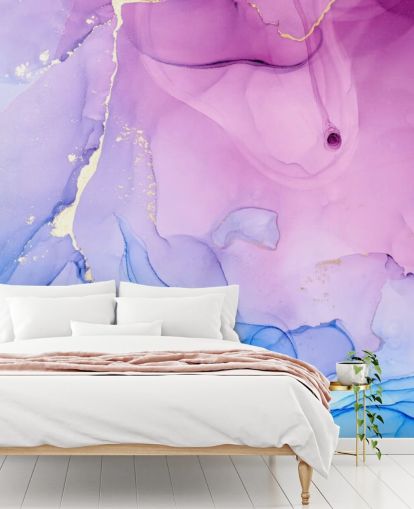 Purple and Blue Swirls Watercolour Wallpaper