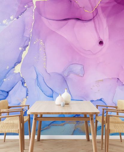 Papel pintado de acuarela con remolinos morados y azules Papel pintado de acuarela con remolinos morados y azules