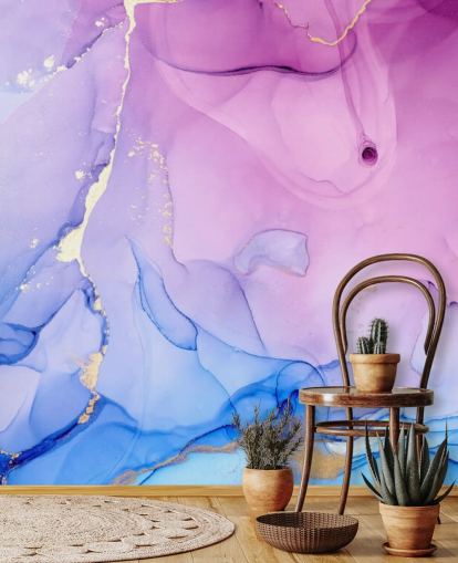 Purple and Blue Swirls Watercolour Wallpaper