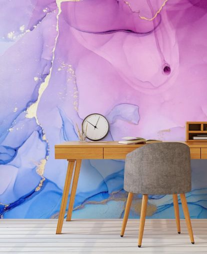 Purple and Blue Swirls Watercolour Wallpaper