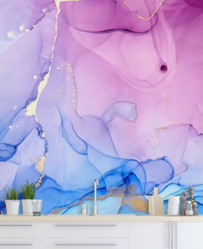 Purple and Blue Swirls Watercolour Wallpaper