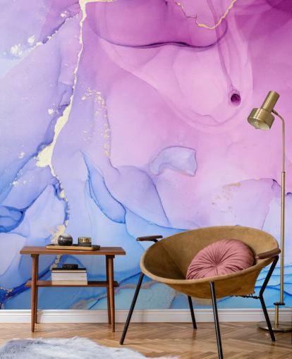 Purple and Blue Swirls Watercolour Wallpaper