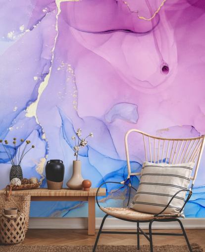 Purple and Blue Swirls Watercolour Wallpaper