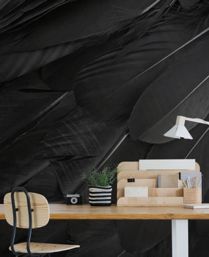 Raven Feather Print Wall Mural