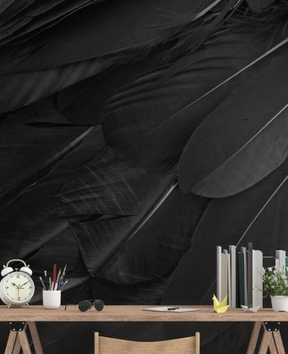Raven Feather Print Wall Mural