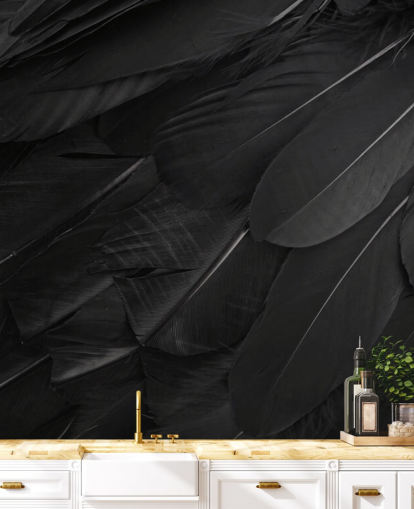 Raven Feather Print -seinämaalaus