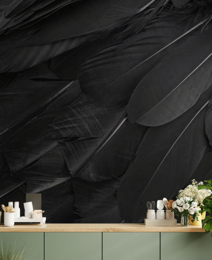 Décoration murale à motif de plumes de corbeau