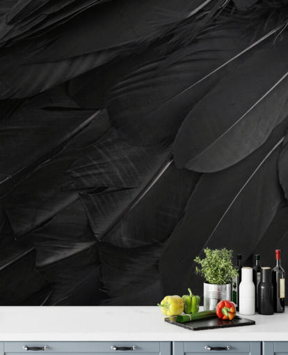 Raven Feather Print Wall Mural