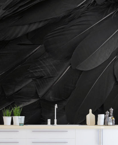 Décoration murale à motif de plumes de corbeau