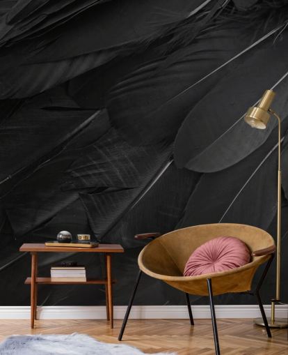 Muurschildering met Raven Feather Print