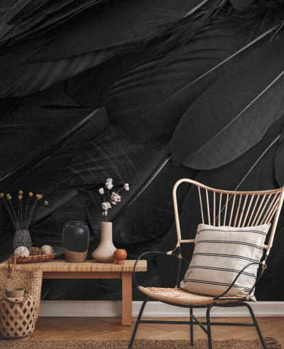 Raven Feather Print Wall Mural