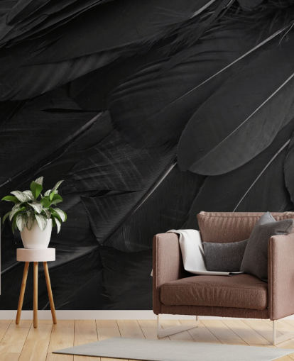 Raven Feather Print Wall Mural