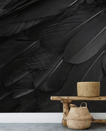 Raven Feather Print Wall Mural