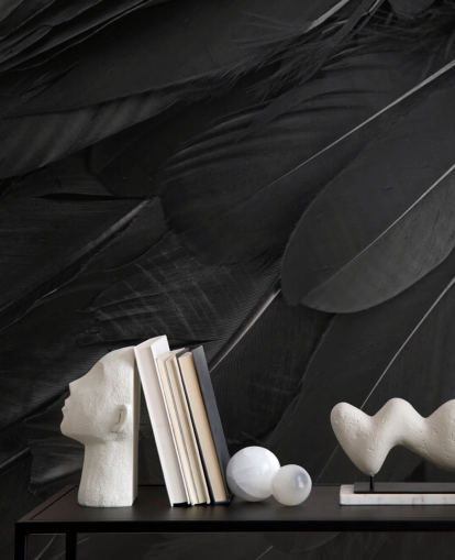 Raven Feather Print Wall Mural