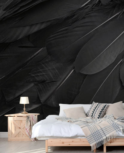 Raven Feather Print Wall Mural