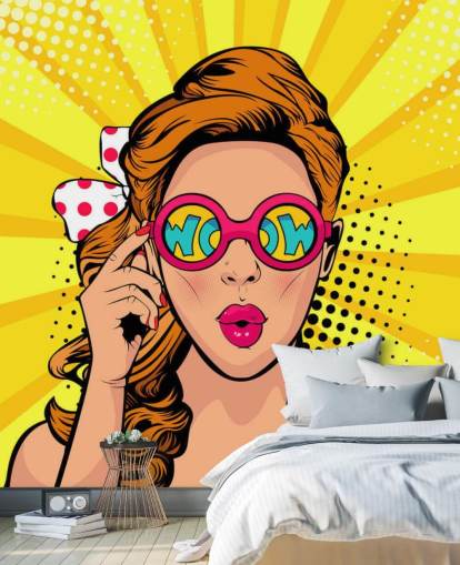 fondo de pantalla retro de chica con gafas de sol wow