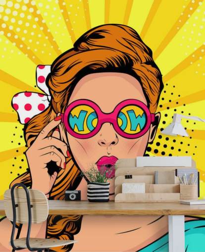 retro girl wearing wow sunglasses wallpaper