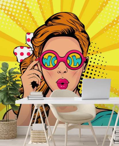 retro girl wearing wow sunglasses wallpaper