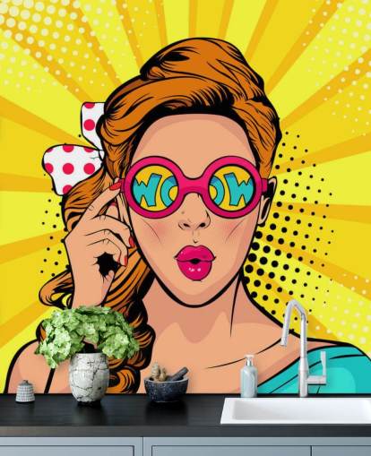 retro girl wearing wow sunglasses wallpaper