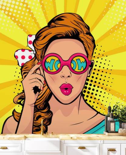 retro girl wearing wow sunglasses wallpaper