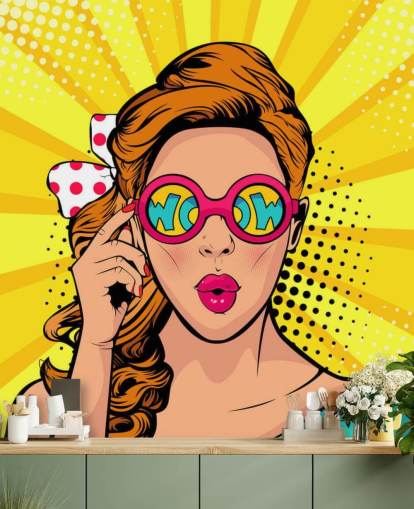 retro girl wearing wow sunglasses wallpaper