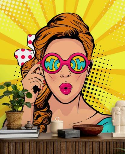 fondo de pantalla retro de chica con gafas de sol wow