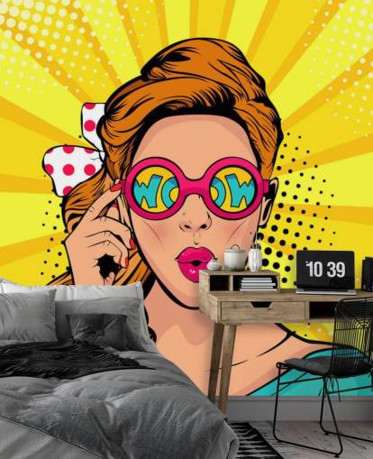 retro girl wearing wow sunglasses wallpaper