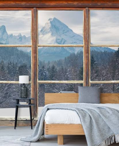 Papier peint Snowy Mountain Window View