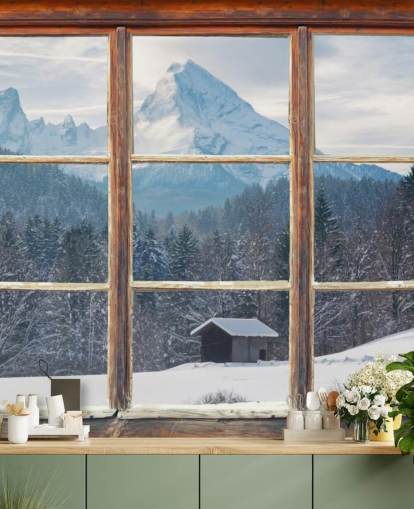 Snowy Mountain Window View Wallpaper Snowy Mountain Window View Wallpaper