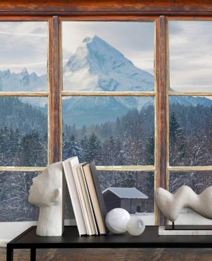 Snowy Mountain -ikkunanäkymän taustakuva