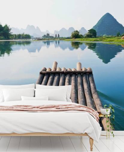 Bambu Flotten på Still Lake väggmålning