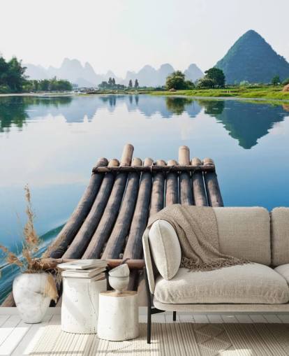 Bambu Flotten på Still Lake väggmålning