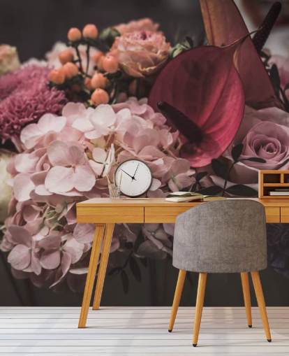 Papier Peint Floral Rose et Violet