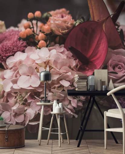 Papier Peint Floral Rose et Violet