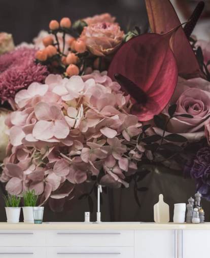 Papier Peint Floral Rose et Violet