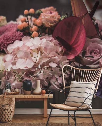 Papier Peint Floral Rose et Violet