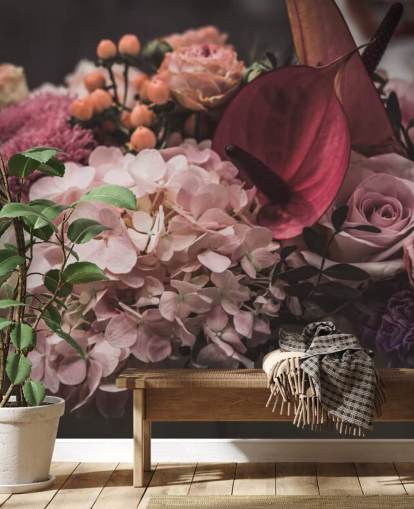 Rosa und lila Blumentapete Rosa und lila Blumentapete