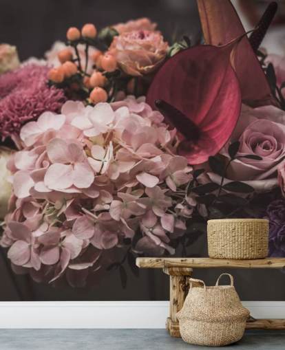 Papier Peint Floral Rose et Violet