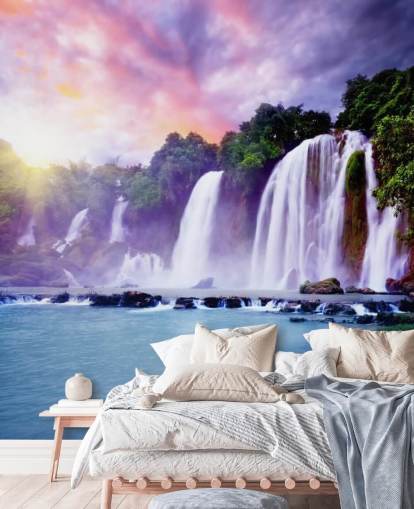 purple and blue waterfall wallpaper called Banyue Waterfall for living rooms, home offices and businesses purple and blue waterfall wallpaper called Banyue Waterfall for living rooms, home offices and businesses