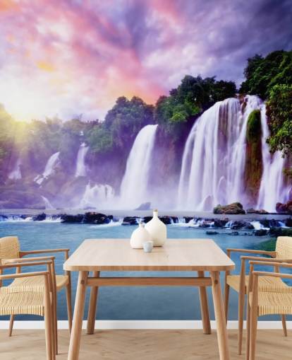 lilla og blå vandfald tapet kaldet Banyue Waterfall til stuer, hjemmekontorer og virksomheder lilla og blå vandfald tapet kaldet Banyue Waterfall til stuer, hjemmekontorer og virksomheder