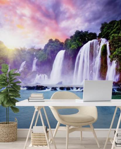 purple and blue waterfall wallpaper called Banyue Waterfall for living rooms, home offices and businesses purple and blue waterfall wallpaper called Banyue Waterfall for living rooms, home offices and businesses