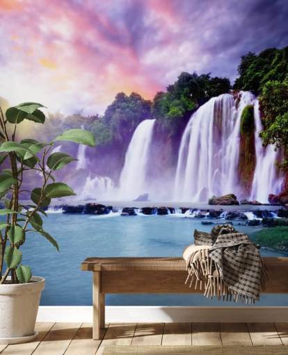 lila och blå vattenfall tapet som heter Banyue Waterfall för vardagsrum, hemmakontor och företag lila och blå vattenfall tapet som heter Banyue Waterfall för vardagsrum, hemmakontor och företag