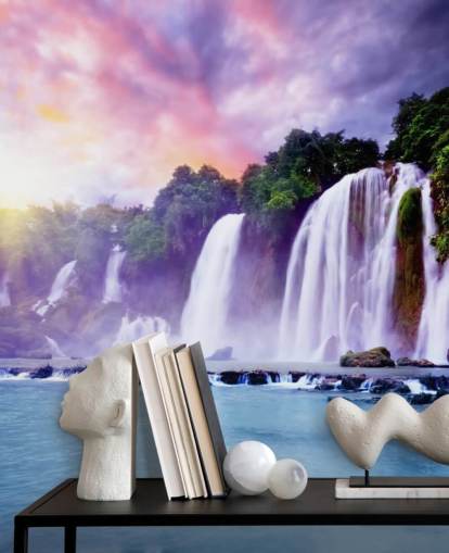 purple and blue waterfall wallpaper called Banyue Waterfall for living rooms, home offices and businesses purple and blue waterfall wallpaper called Banyue Waterfall for living rooms, home offices and businesses