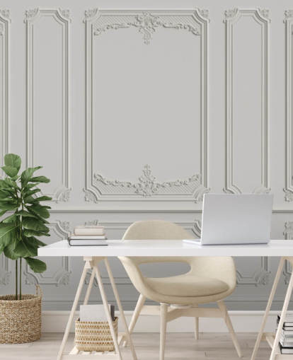 ornate white panel wallpaper