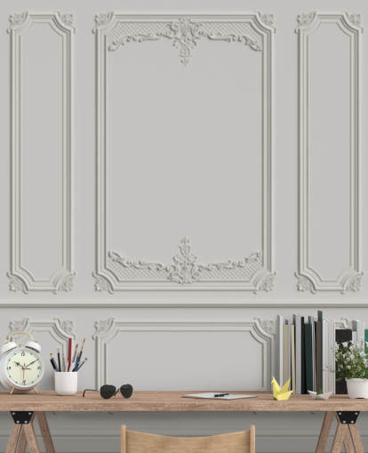 papel pintado panel blanco adornado