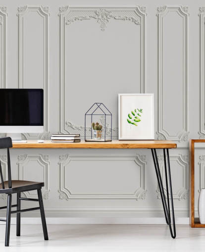 ornate white panel wallpaper